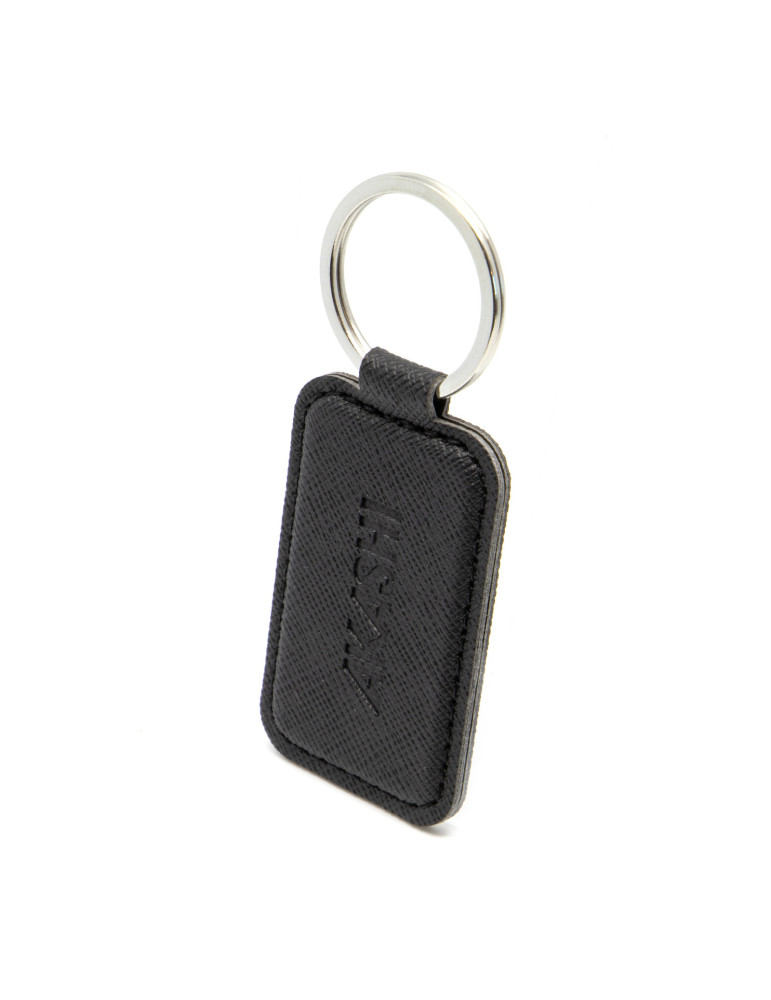 Porte-clé en simili-cuir grainé noir personnalisé