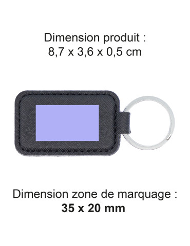 Porte-clé en simili-cuir grainé noir personnalisé 2