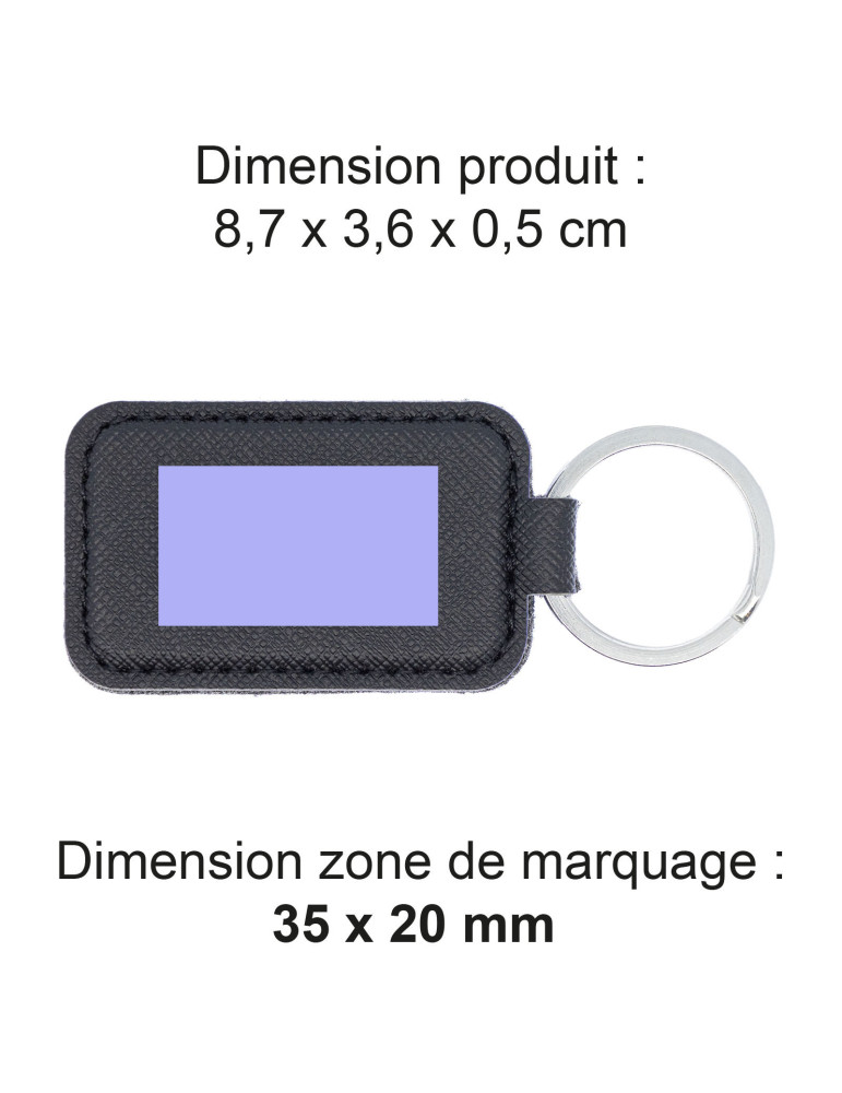 Porte-clé en simili-cuir grainé noir personnalisé