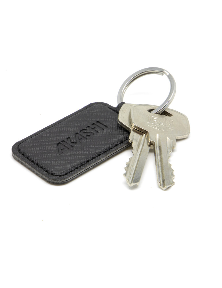 Porte-clé en simili-cuir grainé noir personnalisé