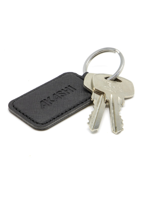 Porte-clé en simili-cuir grainé noir personnalisé