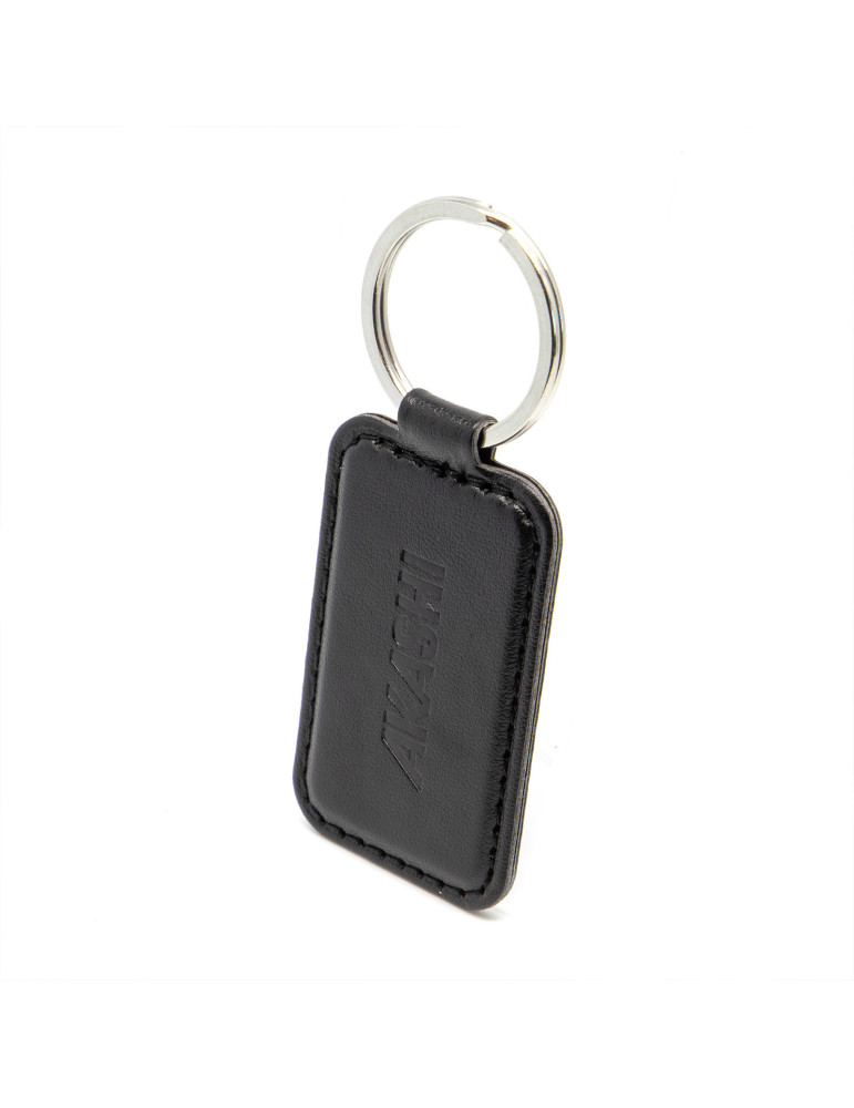 Porte-clé personnalisé en simili-cuir lisse noir