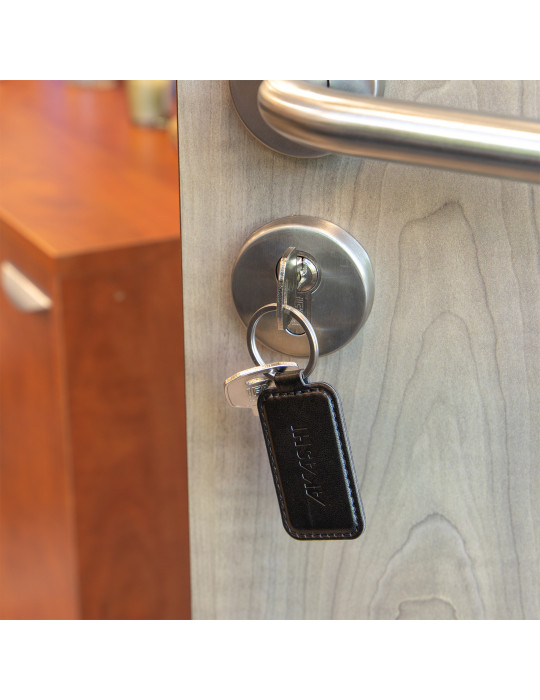 Porte-clé personnalisé en simili-cuir lisse noir