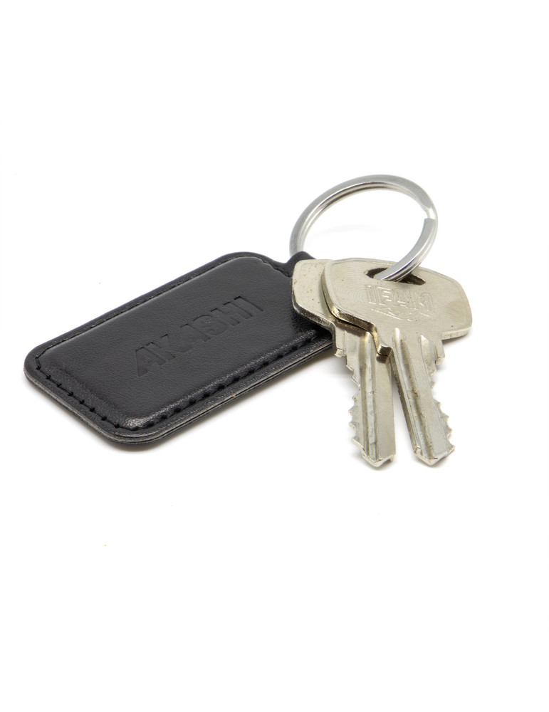 Porte-clé personnalisé en simili-cuir lisse noir