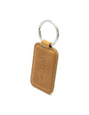 Porte-clé simili-cuir lisse marron avec embossage