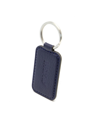 Porte-clé en cuir recyclé bleu marine personnalisé