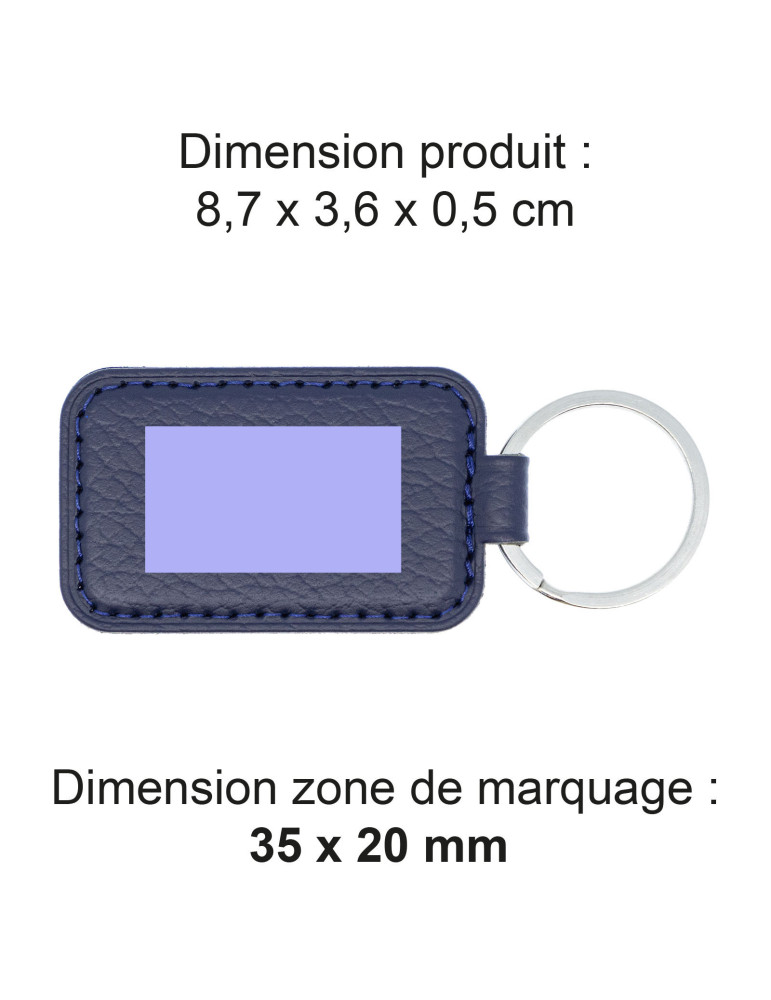 Porte-clé en cuir recyclé bleu marine personnalisé