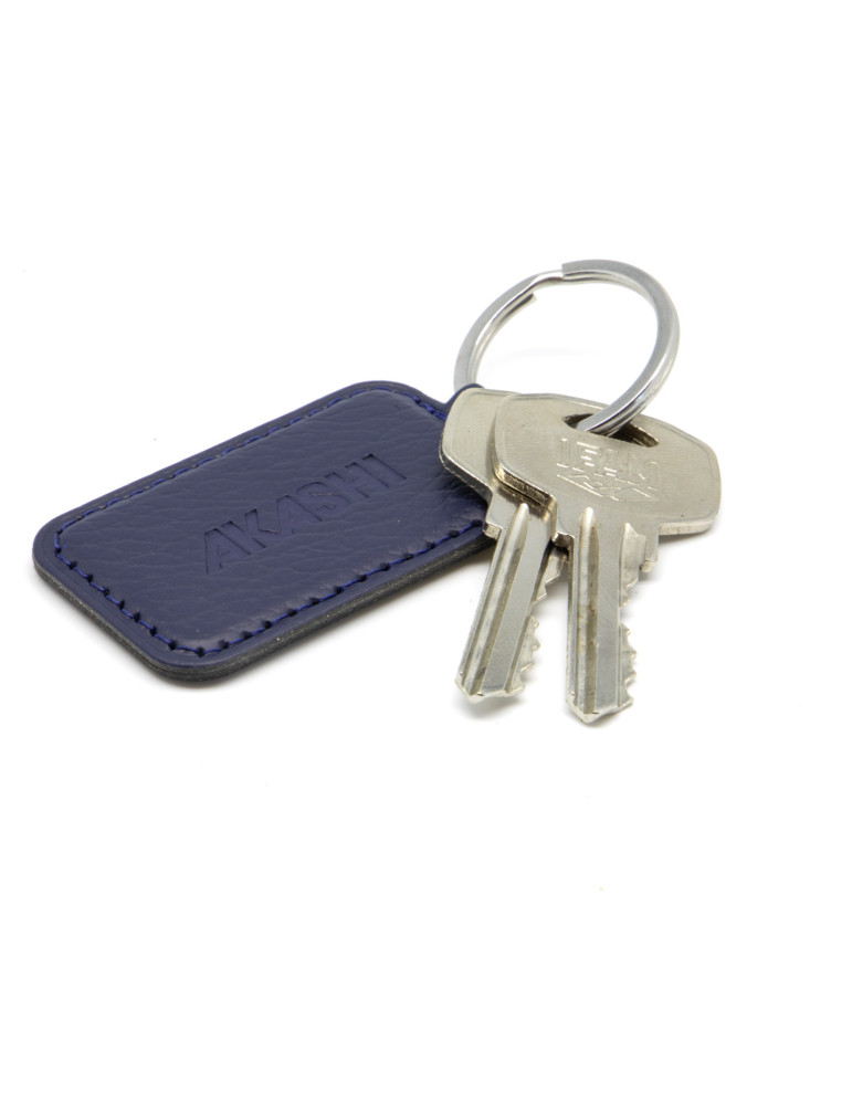 Porte-clé en cuir recyclé bleu marine personnalisé