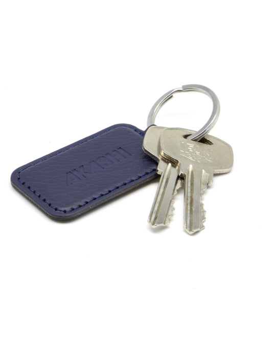 Porte-clé en cuir recyclé bleu marine personnalisé