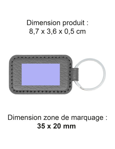 Porte-clé personnalisé en cuir recyclé gris 2