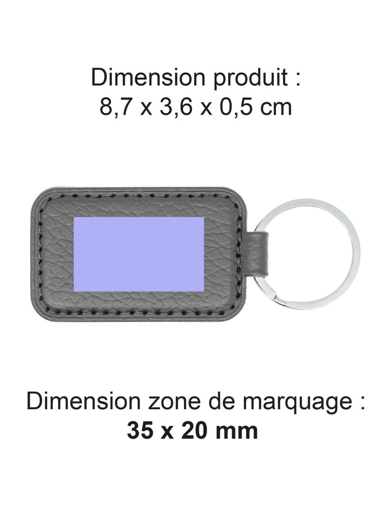 Porte-clé personnalisé en cuir recyclé gris