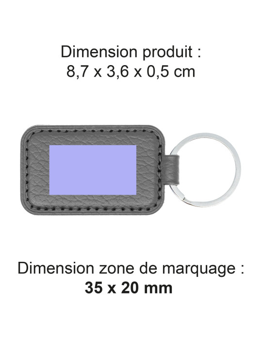 Porte-clé personnalisé en cuir recyclé gris