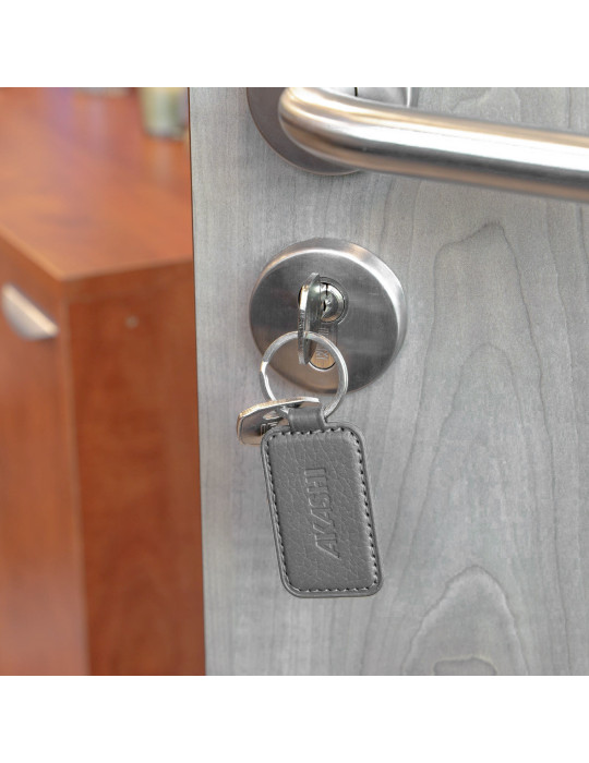 Porte-clé personnalisé en cuir recyclé gris