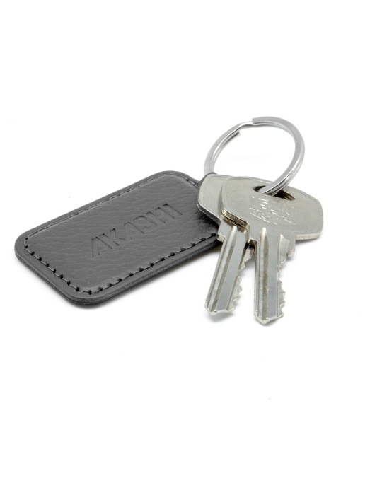 Porte-clé personnalisé en cuir recyclé gris