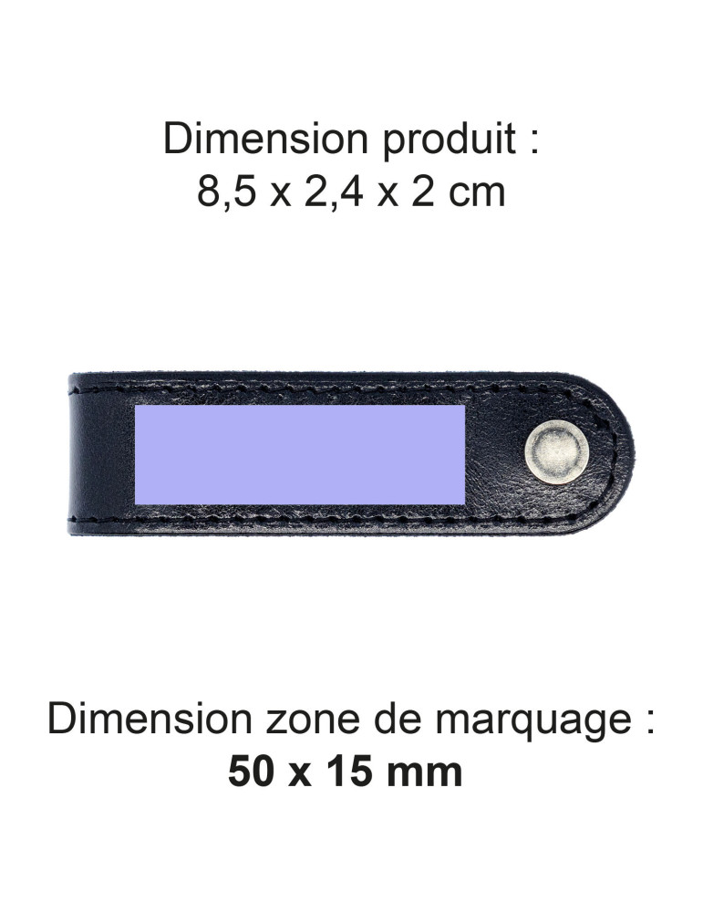 Porte-clé à vis personnalisé en cuir noir