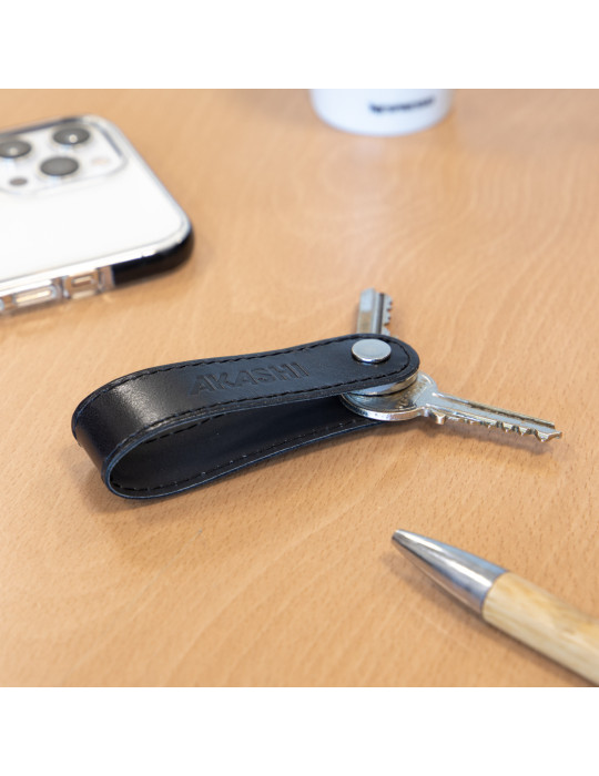 Porte-clé à vis personnalisé en cuir noir