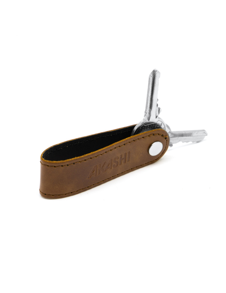 Porte-clés à vis en cuir marron foncé personnalisé