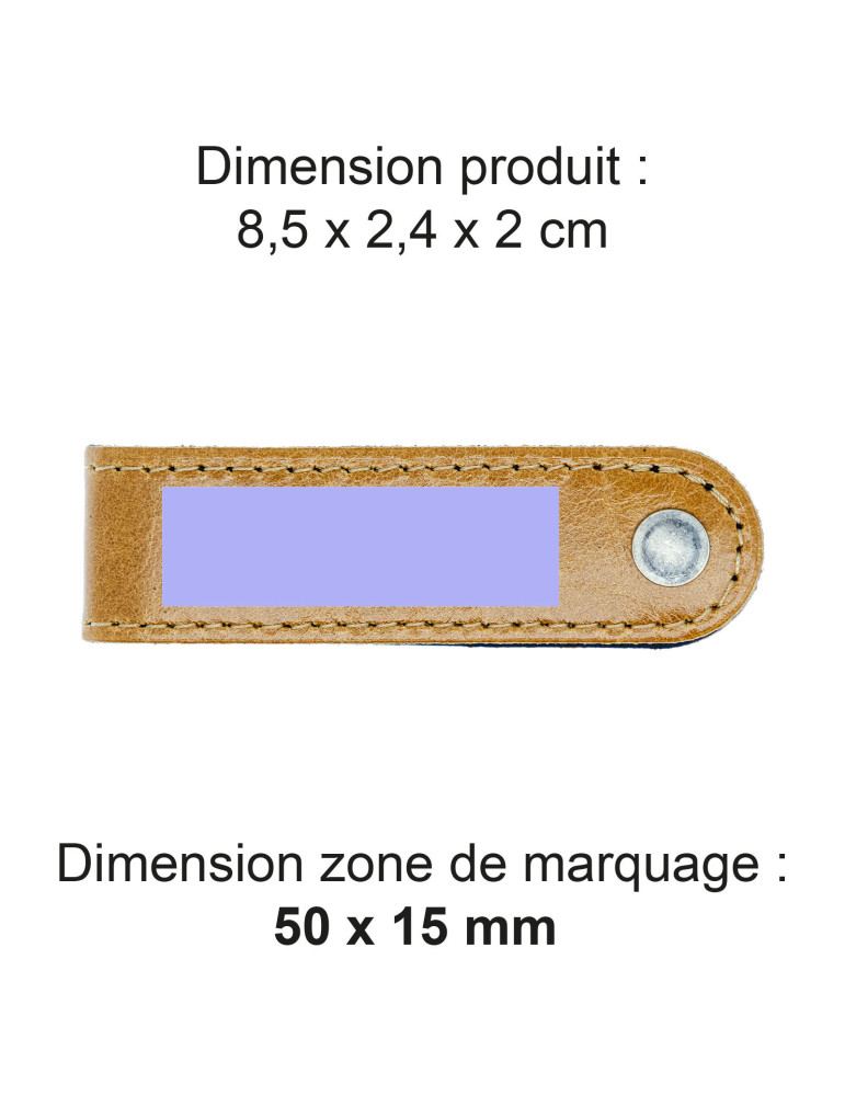 Porte-clés à vis en cuir marron clair personnalisé