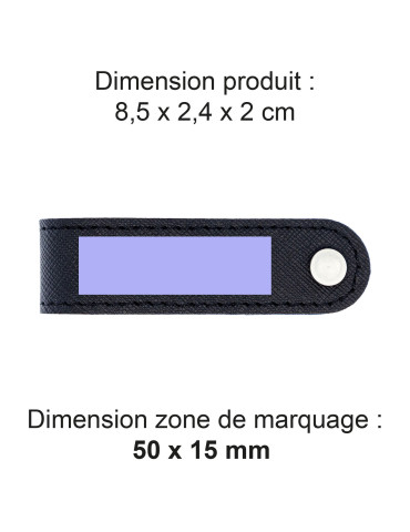 Porte-clés à vis en simili-cuir noir grainé personnalisé 2