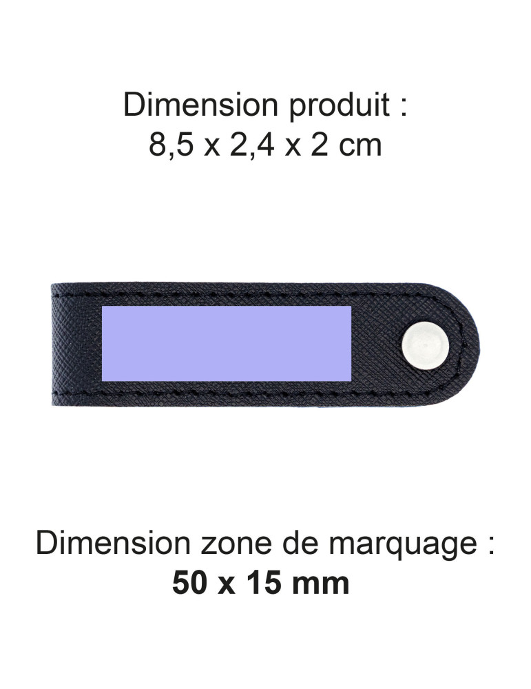 Porte-clés à vis en simili-cuir noir grainé personnalisé