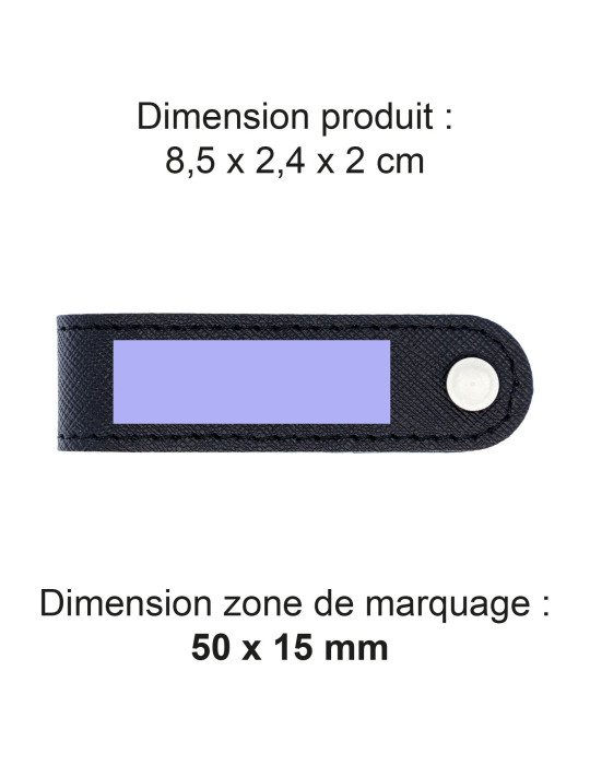 Porte-clés à vis en simili-cuir noir grainé personnalisé