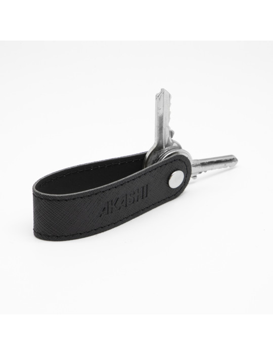 Porte-clés à vis en simili-cuir noir grainé personnalisé