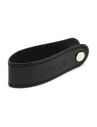 Porte-clés à vis en simili-cuir noir lisse personnalisé