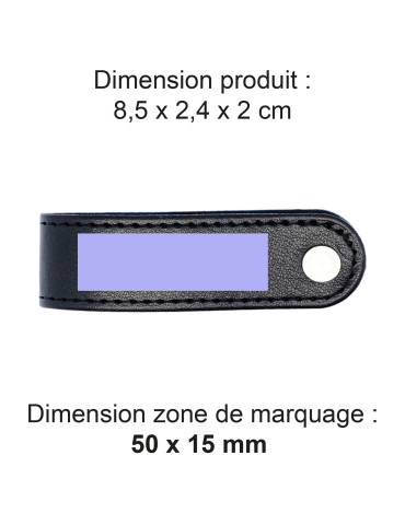 Porte-clés à vis en simili-cuir noir lisse personnalisé 2