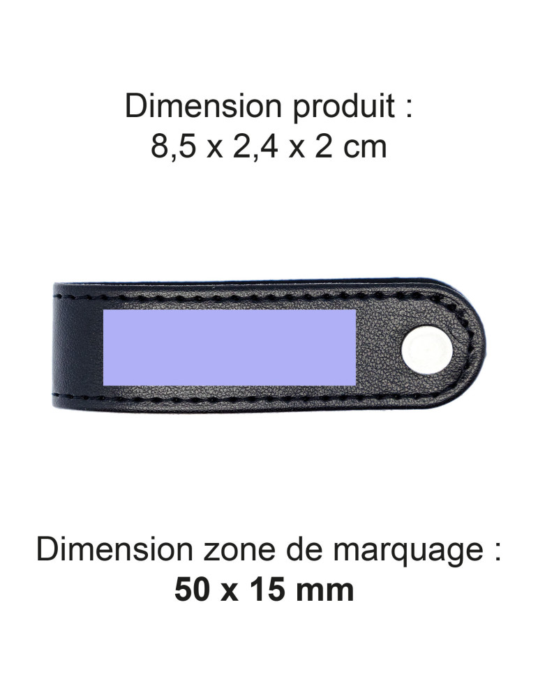 Porte-clés à vis en simili-cuir noir lisse personnalisé