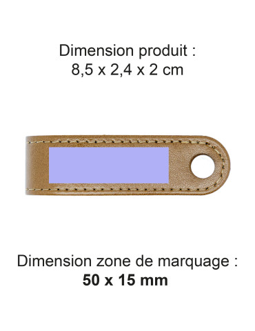 Porte-clés à vis en simili-cuir marron lisse personnalisé 2