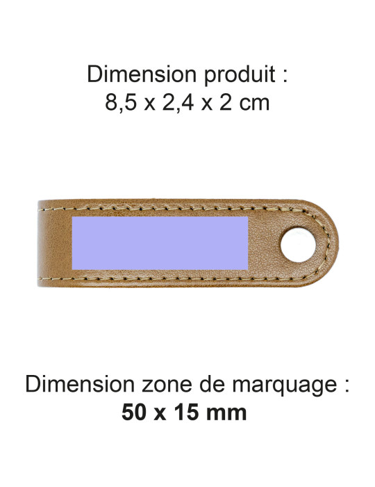 Porte-clés à vis en simili-cuir marron lisse personnalisé
