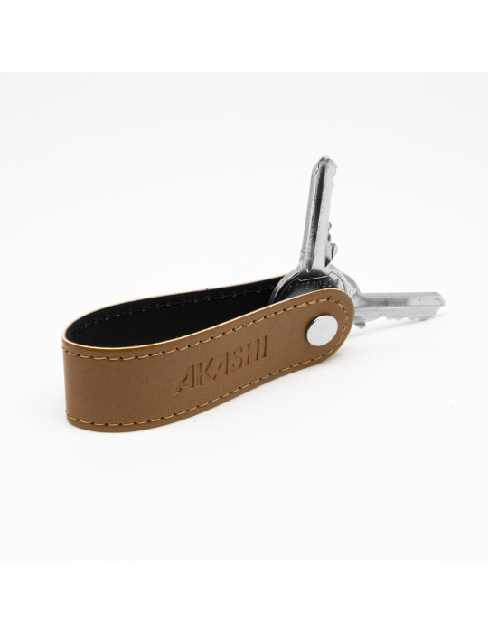 Porte-clés à vis en simili-cuir marron lisse personnalisé