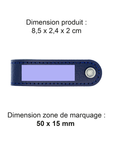 Porte-clés à vis en cuir recyclé bleu marine personnalisé 2
