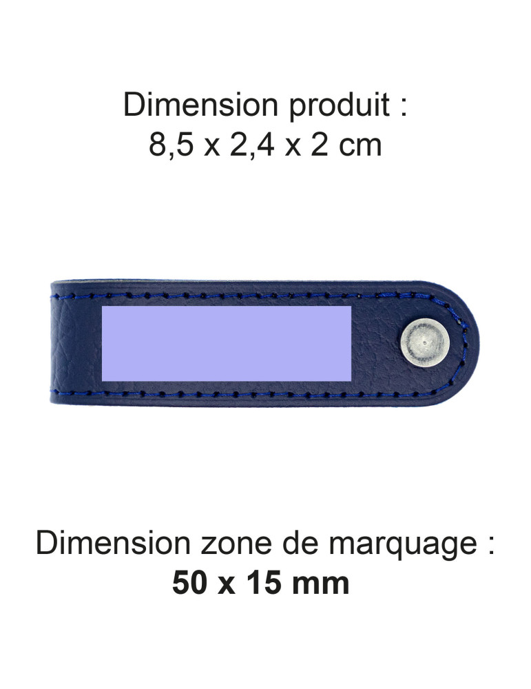 Porte-clés à vis en cuir recyclé bleu marine personnalisé