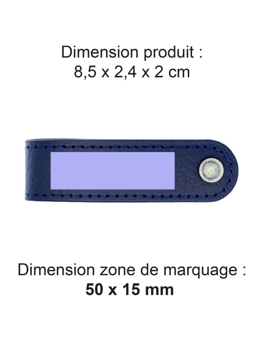 Porte-clés à vis en cuir recyclé bleu marine personnalisé