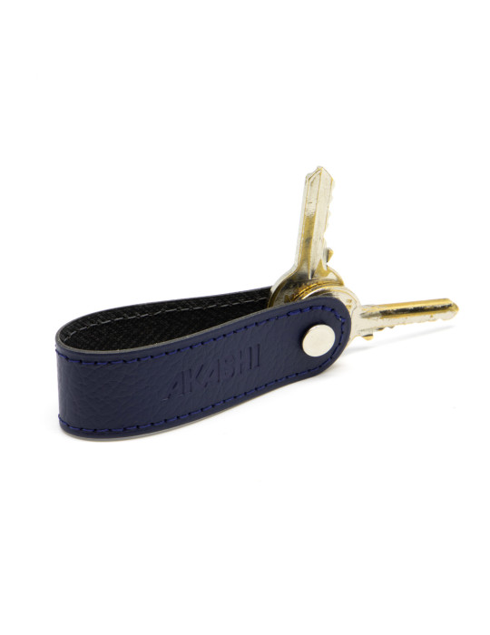 Porte-clés à vis en cuir recyclé bleu marine personnalisé