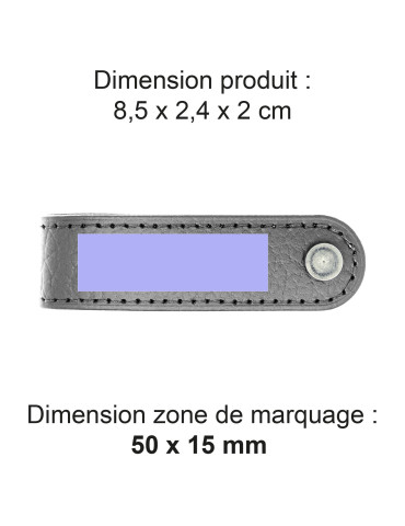 Porte-clés à vis en cuir recyclé gris personnalisé 2