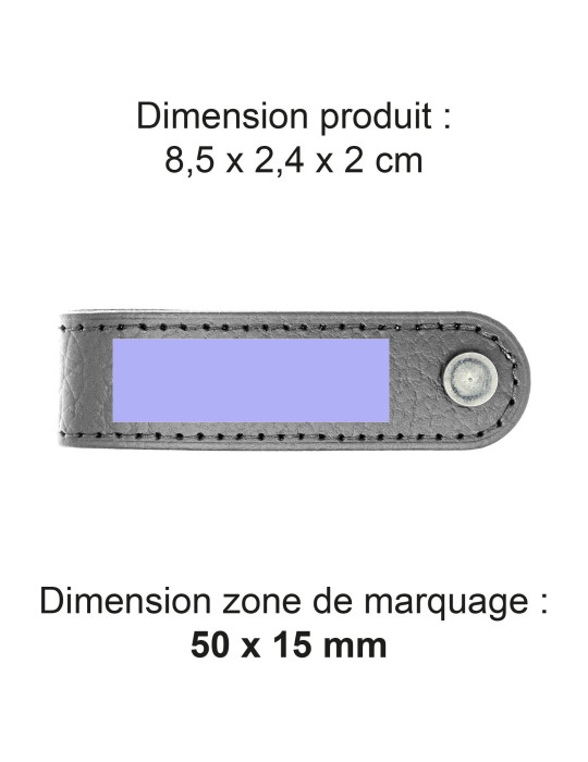 Porte-clés à vis en cuir recyclé gris personnalisé
