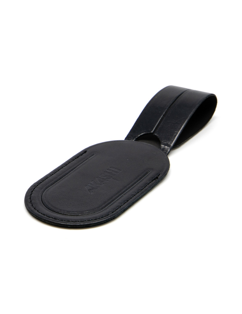 Étiquette bagage en cuir noir à personnaliser