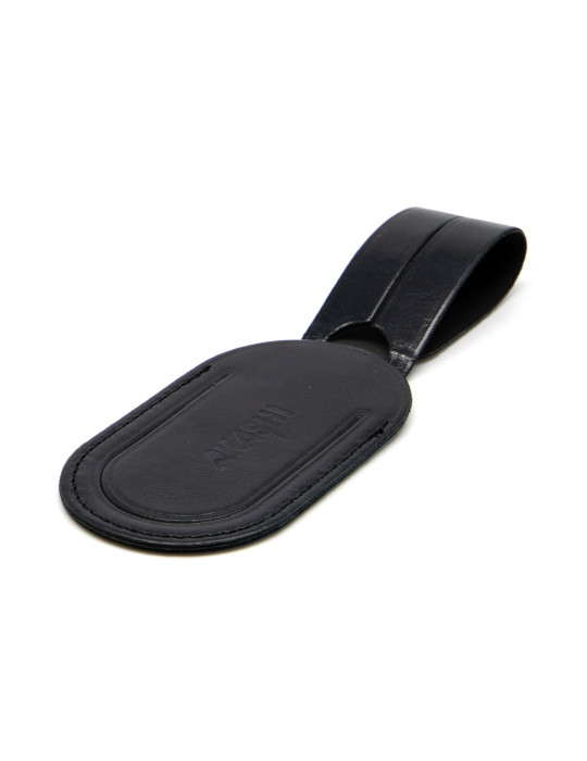 Étiquette bagage en cuir noir à personnaliser