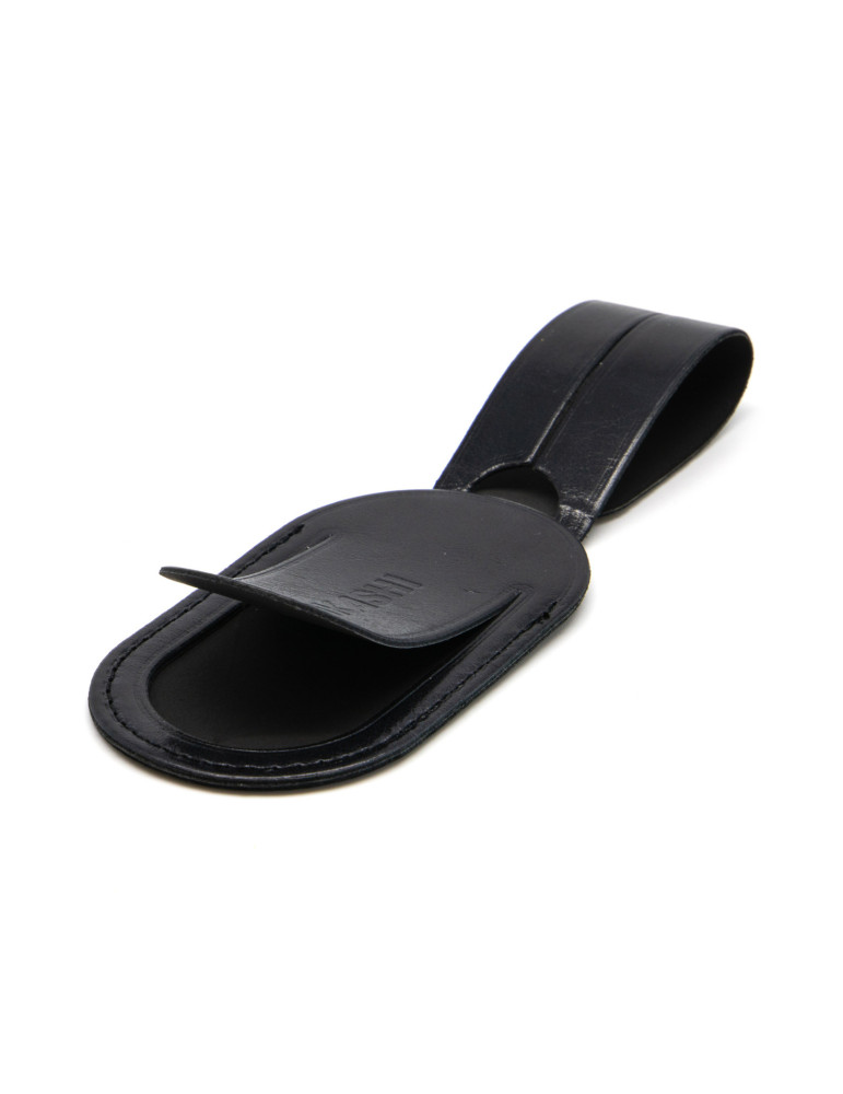 Étiquette bagage en cuir noir à personnaliser