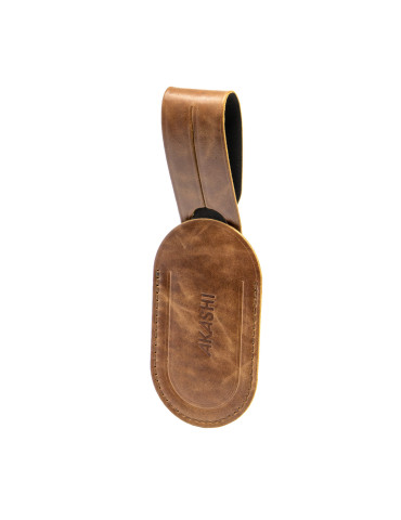 Étiquette bagage en cuir marron foncé personnalisée