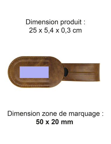 Étiquette bagage en cuir marron foncé personnalisée 2