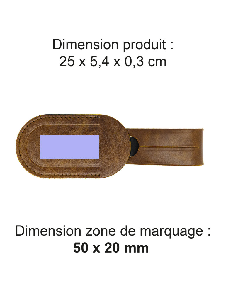 Étiquette bagage en cuir marron foncé personnalisée