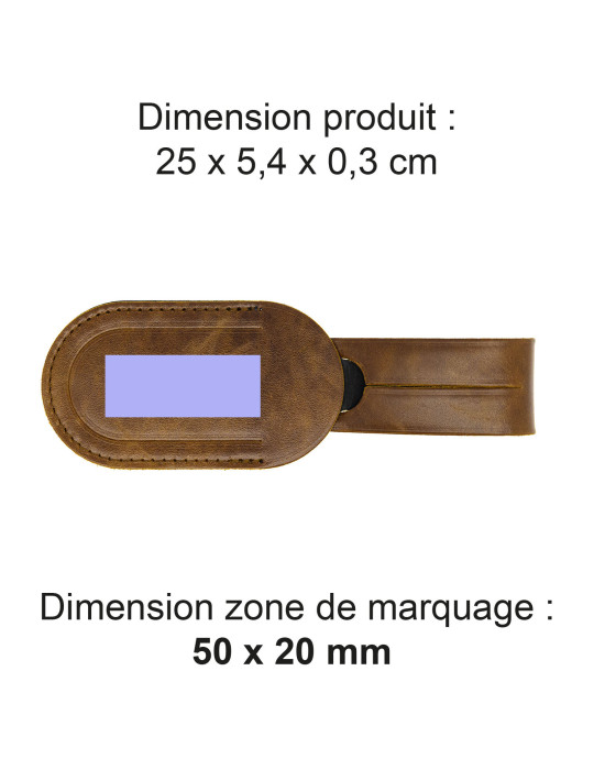 Étiquette bagage en cuir marron foncé personnalisée