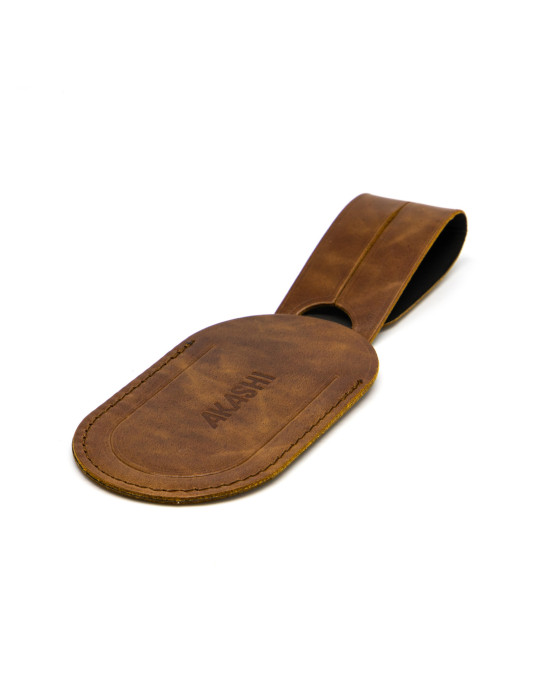 Étiquette bagage en cuir marron foncé personnalisée