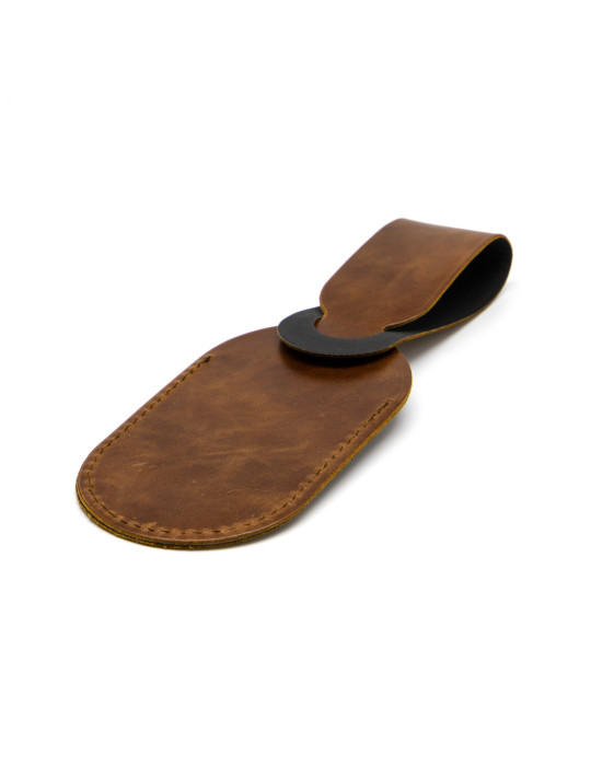 Étiquette bagage en cuir marron foncé personnalisée