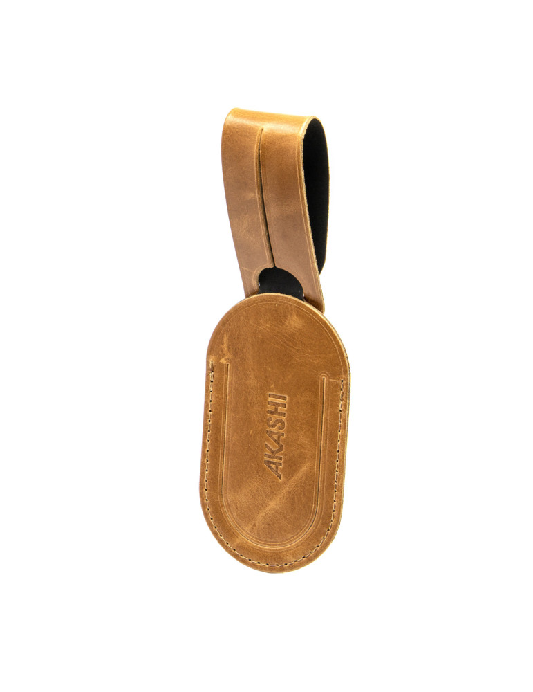 Étiquette bagage en cuir marron clair à personnaliser