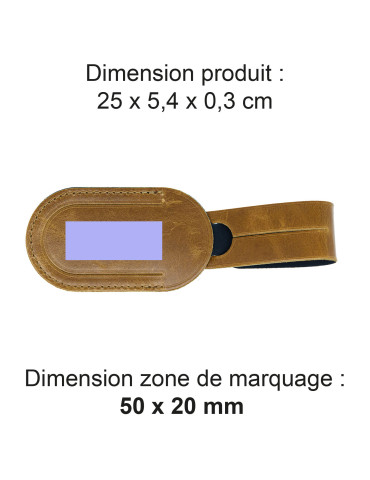Étiquette bagage en cuir marron clair à personnaliser 2