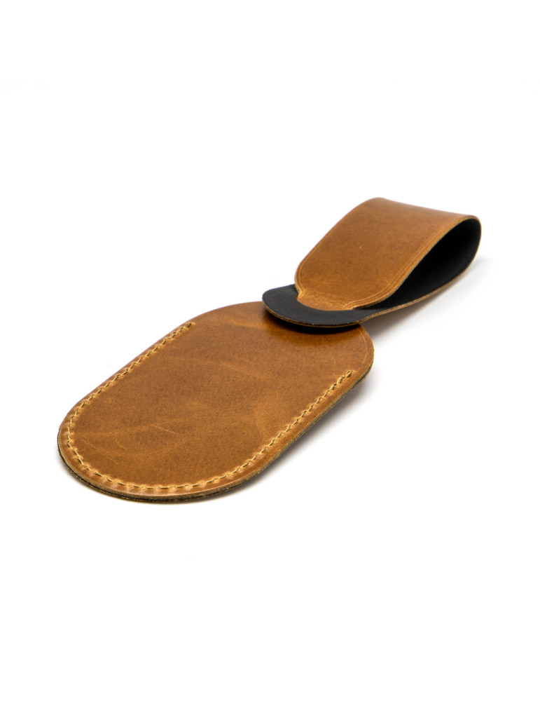 Étiquette bagage en cuir marron clair à personnaliser